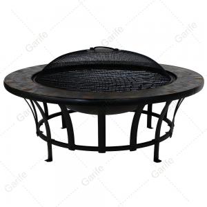  34inch slate top table fire pit with steel fire bowl, with mesh cover