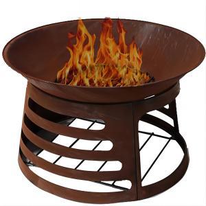 24inch rusty fire pit with log store GM10313